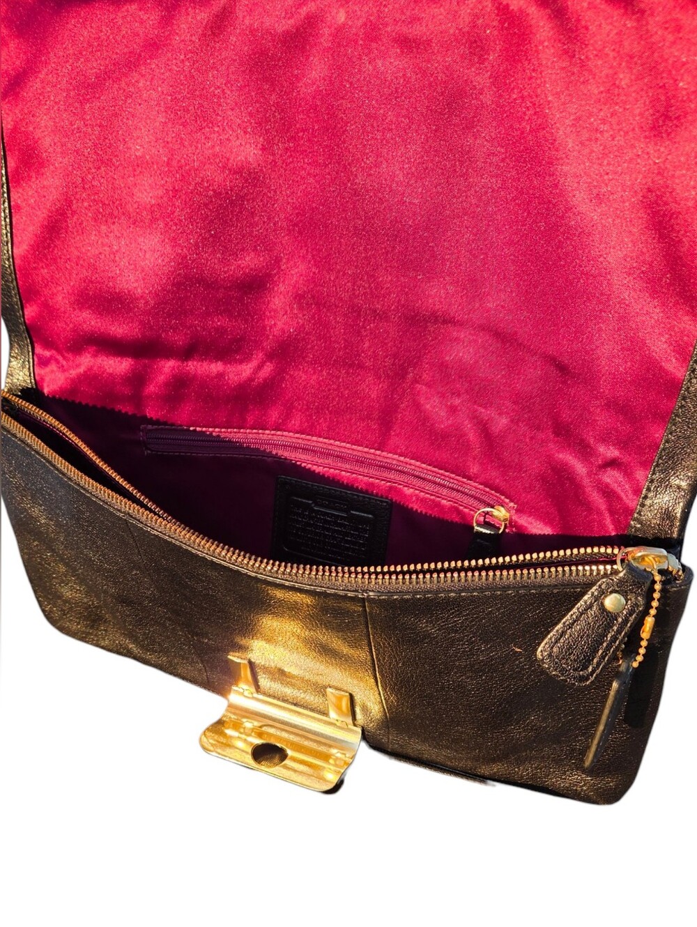 Coach - Kristin Large 14" Long Black Leather Clutch With Gold Hardware - Picture 10 of 16